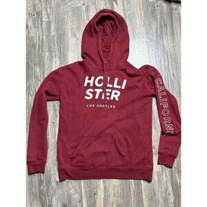 Vtg Y2K Hollister Hoodie Mens Medium Maroon  Hood Sweatshirt